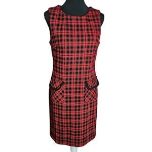 Tommy Hilfiger Womens Plaid Sleeveless Sheath Dress Size 8 Preppy Academia